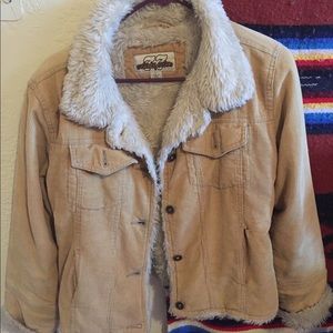 Tan corduroy jacket faux fur shearling